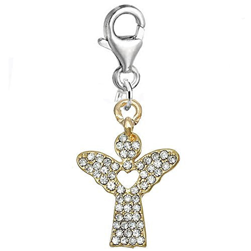 Guardian Angel Charm with Heart in Center for Clip on European Charm Bracelet Jewelry with Lobster Clasp - Sexy Sparkles Fashion Jewelry