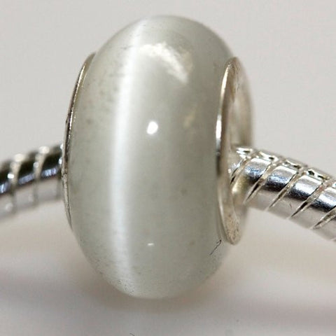 Cat's Eye Glass European Beads For Snake Chain Bracelet (White) - Sexy Sparkles Fashion Jewelry - 2