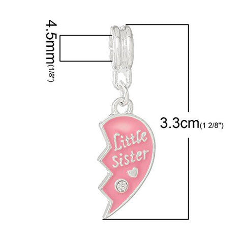 Little Sister Heart European European Bead Compatible for Most European Snake Chain Charm Bracelet - Sexy Sparkles Fashion Jewelry - 2