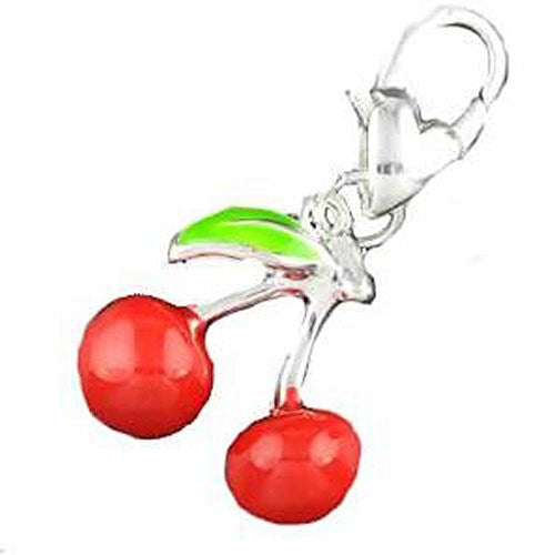 Clip on Red Cherries Charm for European Jewelry w/ Lobster Clasp - Sexy Sparkles Fashion Jewelry - 1
