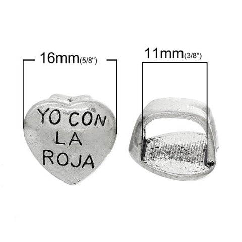 Charm Beads for Leather Bracelet/watch Bands or Wrist Bands ("Yo Con La Roja") - Sexy Sparkles Fashion Jewelry - 2