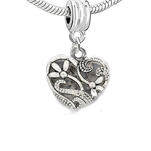 Hollow Flower & Heart Pendant Charm for Necklace