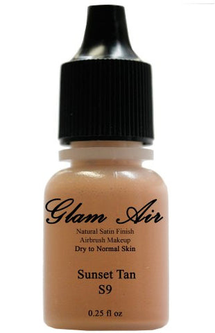 Airbrush Makeup Foundation Satin S9 Sunset Tan and S10 Golden Carmel Water-based Makeup Lasting All Day 0.25 Oz Bottle By Glam Air - Sexy Sparkles Fashion Jewelry - 2