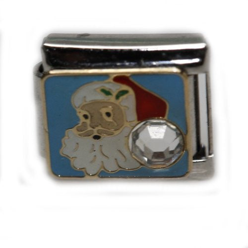 Santa Claus with Rhinestone Italian Link Bracelet Charm