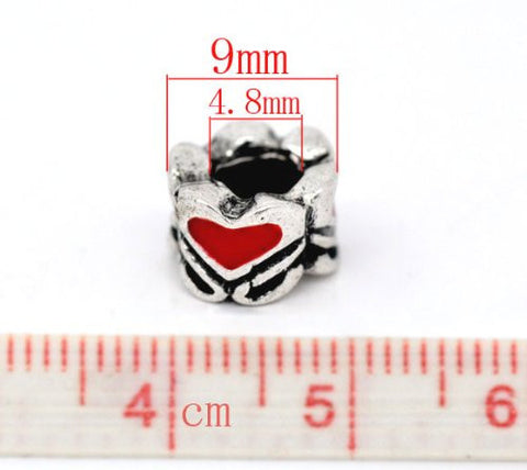 Red Enamel Heart/Love Charm European Bead Compatible for Most European Snake Chain Bracelet - Sexy Sparkles Fashion Jewelry - 3