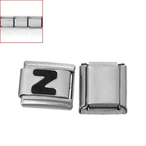 Italian Charm Bracelet Link Square Silver Tone Alphabet Letter (Z) - Sexy Sparkles Fashion Jewelry - 3
