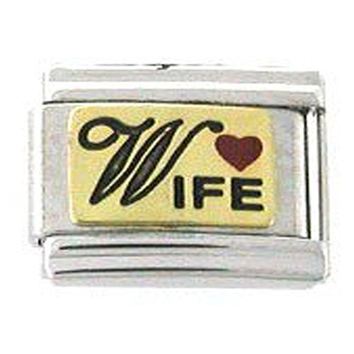 Wife w/ Heart Italian Link Bracelet Charm - Sexy Sparkles Fashion Jewelry - 1