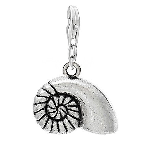 Spiral Shell Clip On For Bracelet Charm Pendant for European Charm Jewelry w/ Lobster Clasp - Sexy Sparkles Fashion Jewelry