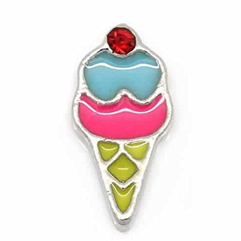 Ice Cream Floating Charm For Glass Living Memory Lockets - Sexy Sparkles Fashion Jewelry - 1