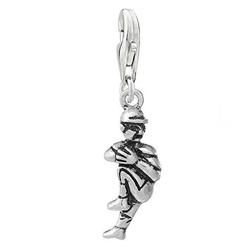 Baseball Player Athlete Sports Clip on Pendant Charm for Bracelet or Necklace - Sexy Sparkles Fashion Jewelry