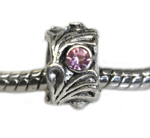 Pink  Rhinestone Flower Bead European Bead Compatible for Most European Snake Chain Charm Bracelet - Sexy Sparkles Fashion Jewelry - 1