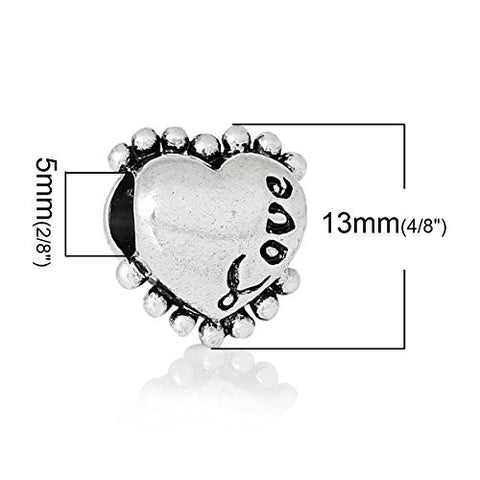 Love Heart Bead Compatible for Most European Snake Chain Bracelet - Sexy Sparkles Fashion Jewelry - 3