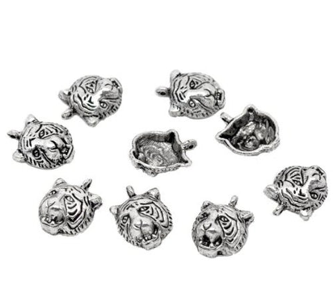 Silver Tone Tiger Charm Pendant for Necklace - Sexy Sparkles Fashion Jewelry - 2
