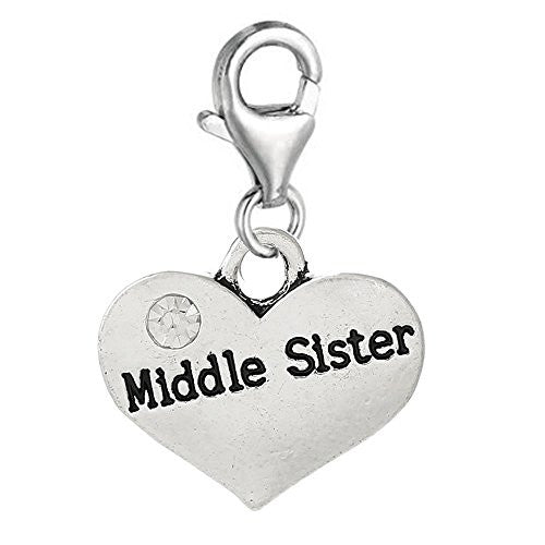 Middle Sister Clip on for European Charm Jewelry w/ Lobster Clasp - Sexy Sparkles Fashion Jewelry