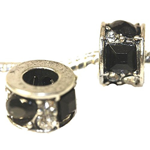 Black Rondelle Mosaic Style Rhinestone Bead for Snake Chain Bracelet - Sexy Sparkles Fashion Jewelry - 1