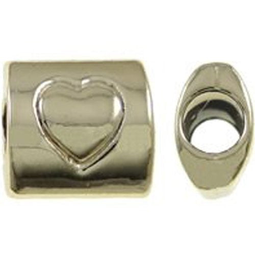 Heart on Barrel Charm Bead Gold Tone for Snake Chain Charm Bracelet - Sexy Sparkles Fashion Jewelry