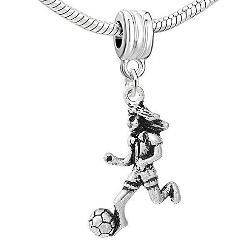 Football Soccer Player Dangle Charm Pendant for European Snake Chain Bracelet