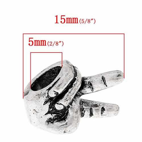 Hand Peace Sign Bead Charm Spacer For Snake Chain Charm Bracelet - Sexy Sparkles Fashion Jewelry - 3