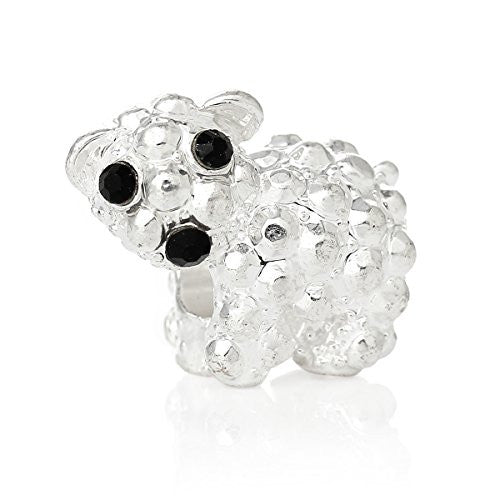 Polar Bear w/ Clear Crystals Charm Bead - Sexy Sparkles Fashion Jewelry - 1
