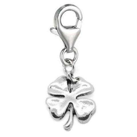 Clip on Four Leaf Clover Charm Dangle Pendant for European Clip on Charm Jewelry w/ Lobster Clasp - Sexy Sparkles Fashion Jewelry - 2