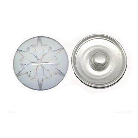 White Flower Design Glass Chunk Charm Button Fits Chunk Bracelet - Sexy Sparkles Fashion Jewelry - 1