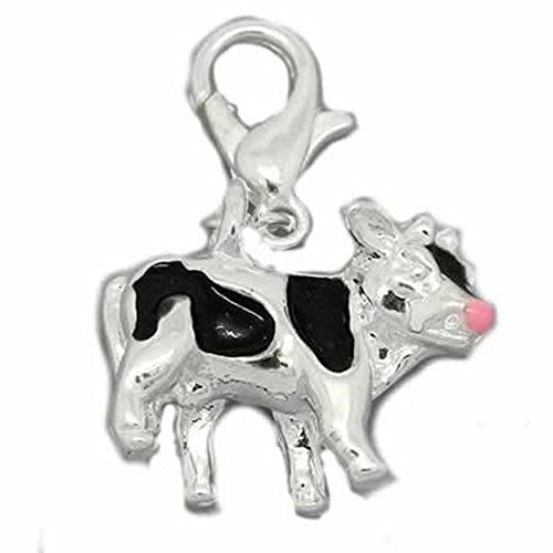 Cow Clip on Pendant for European Charm Jewelry w/ Lobster Clasp - Sexy Sparkles Fashion Jewelry - 1