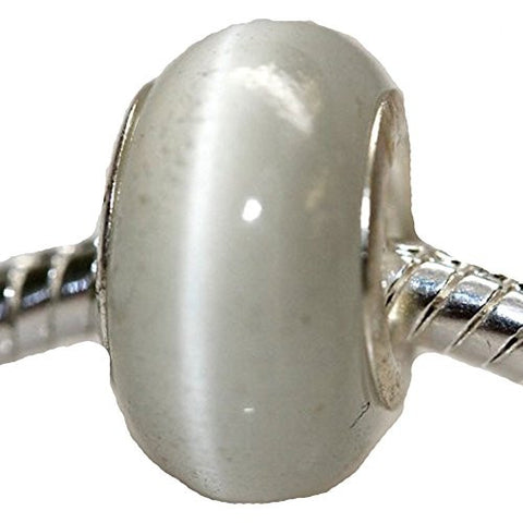 Cat's Eye Glass European Beads For Snake Chain Bracelet (White) - Sexy Sparkles Fashion Jewelry - 1