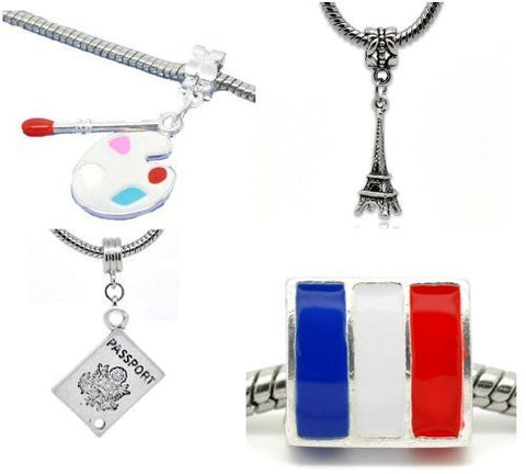 Set of Four (4) Charms Trip to Paris Charm Beads For Snake Chain Bracelet - Sexy Sparkles Fashion Jewelry - 2