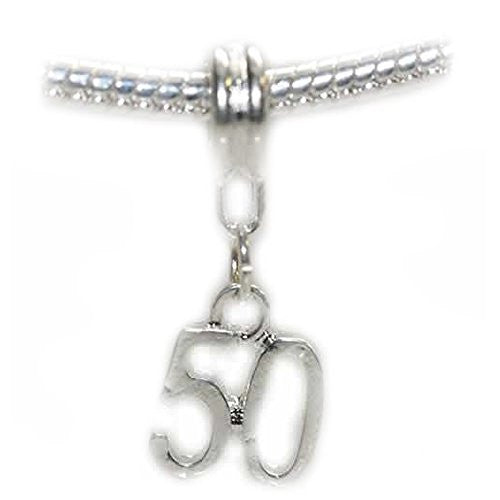 Number 50 Dangle Charm Bead for European Snake chain Charm Bracelet for Snake Chain Bracelet