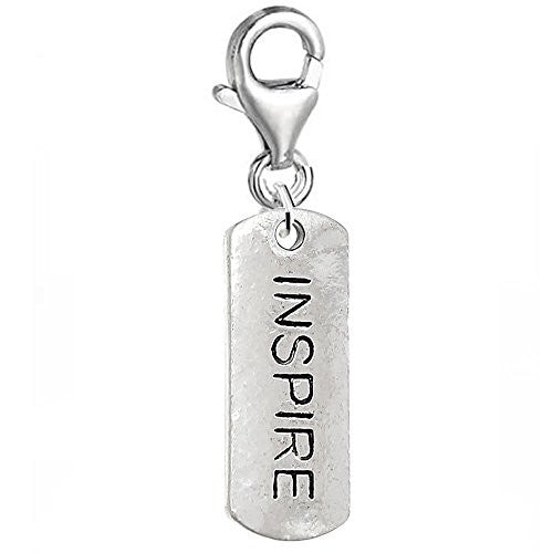 Dog Tag Inspiration/Strength Clip on Charm w/ Lobster Clasp (Inspire)
