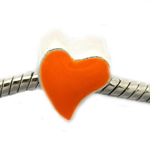 Love Heart Charm Orange Bead for European Snake Chain charm bracelet - Sexy Sparkles Fashion Jewelry