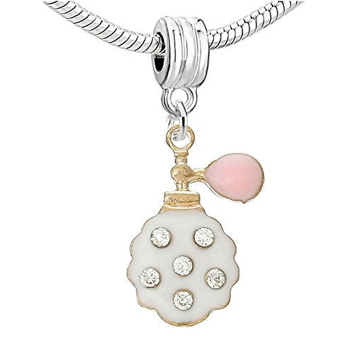 Perfume Bottle W/clear Rhinestones Charm Pendant