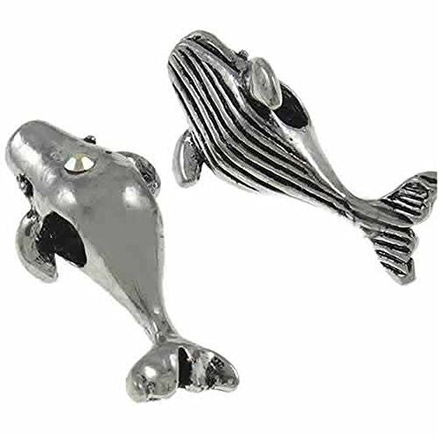 Great Whale Charm Spacer European Bead Compatible for Most European Snake Chain Bracelet