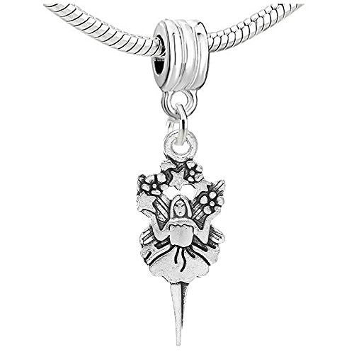 Angel Flower Fairy Girl Charm Dangle Bead Compatible with European Snake Chain Bracelet - Sexy Sparkles Fashion Jewelry