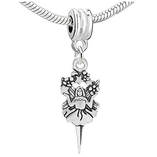 Angel Flower Fairy Girl Charm Dangle Bead Compatible with European Snake Chain Bracelet