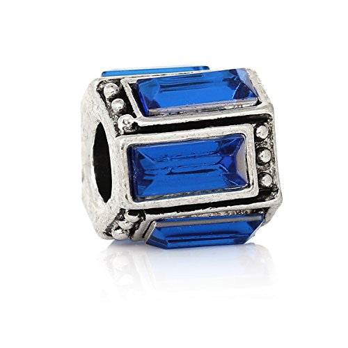 Blue September Birthday Charm w/  Crystals Bead - Sexy Sparkles Fashion Jewelry - 1