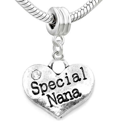 Family Hearts Charm Bead for Snake Chain Bracelet (Special Nana)