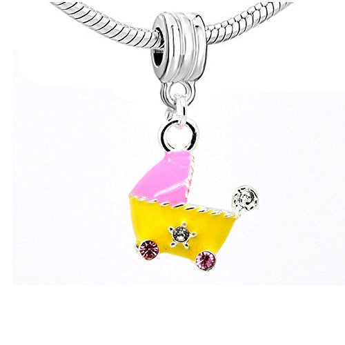 Baby Stroller Bead Compatible for Most European Snake Chain Bracelet - Sexy Sparkles Fashion Jewelry - 1