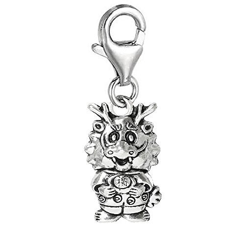 One Sided Clip on Dragoncharm Dangle Pendant for European Clip on Charm Jewelry w/ Lobster Clasp - Sexy Sparkles Fashion Jewelry