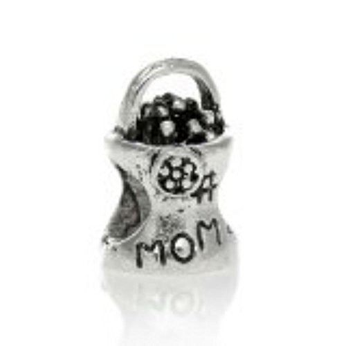 Mothers Day Mom Flower Basket Charm Bead