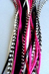 6-11 Hot Pink Hair Feathers Bonded Together At the Tip to Make One Feather Hair Extension