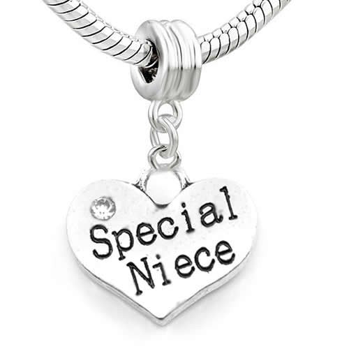Family Hearts Charm Bead for Snake Chain Bracelet (Special Niece)