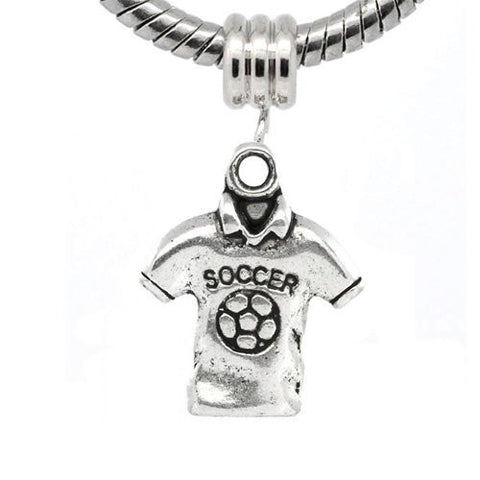Soccer Polo Shirt European Bead Compatible for Most European Snake Chain Bracelet - Sexy Sparkles Fashion Jewelry - 2