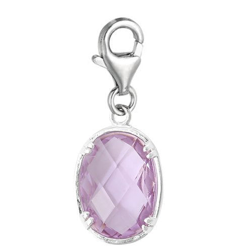 Copper Charm Pendants June Birthstone Triangle Bright Sparkly Silver  Cubic Zirconia Faceted - Sexy Sparkles Fashion Jewelry