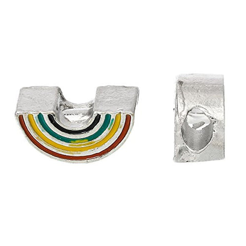 Rainbow Multi Silver Tone Charm European Bead Compatible for Most European Snake Chain Bracelet - Sexy Sparkles Fashion Jewelry - 2