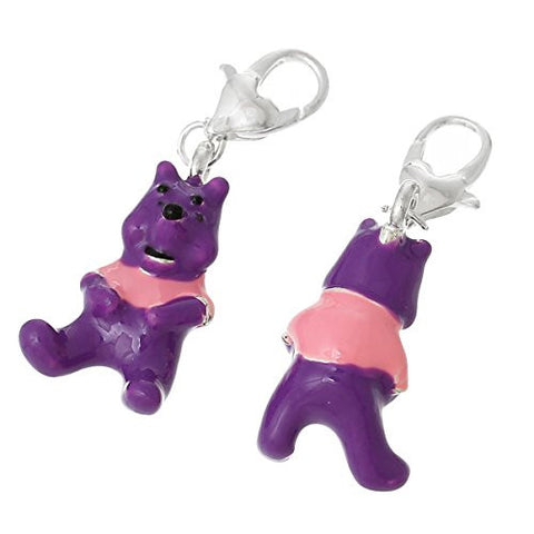 Happy Bear wearing a pink T-shirt Clip on for Bracelet or Necklace - Sexy Sparkles Fashion Jewelry - 2
