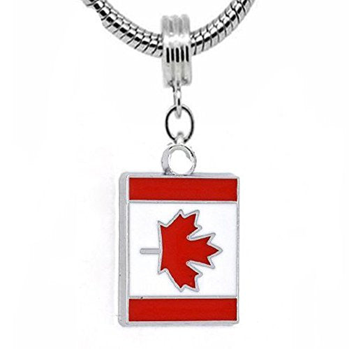 Canada Flag Charm Dangle European Bead Compatible for Most European Snake Chain Bracelet - Sexy Sparkles Fashion Jewelry