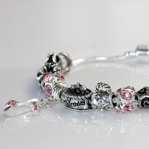 Happy Birthday Snake Chain Charm Bracelet European Style (7.0") - Sexy Sparkles Fashion Jewelry - 2