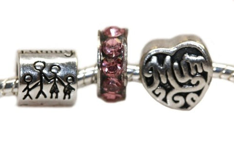 Set of Three (3) Mother's Day Charms for Snake Chain Charm Bracelet - Sexy Sparkles Fashion Jewelry - 1