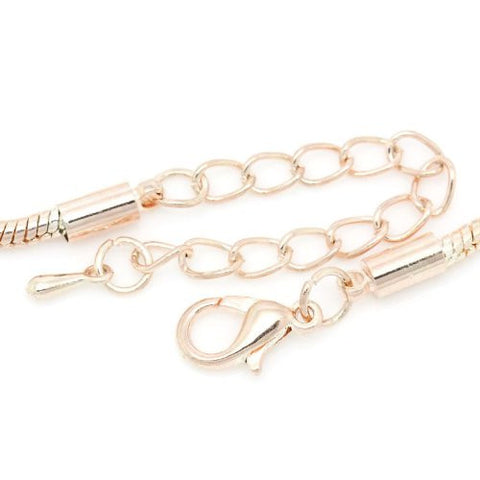 8.5" plus 2" extension Rose Gold Tone Snake Chain Bracelet with Lobster Clasp - Sexy Sparkles Fashion Jewelry - 2